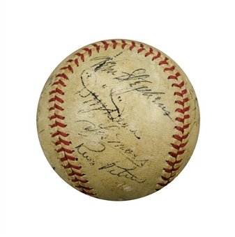 1940s Multi-Signed Baseball Including Dizzy Dean